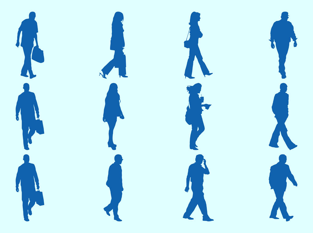 Walking People Silhouette Vector