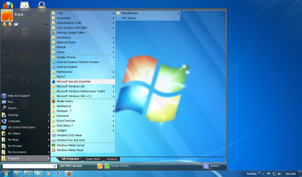 Windows 7 Start Menu Transparent
