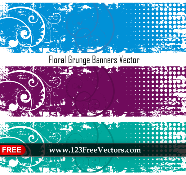 Floral Grunge Vector Banners