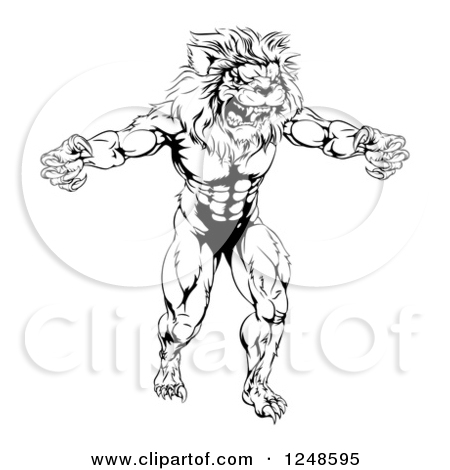 Lion Mascot Clip Art Black and White