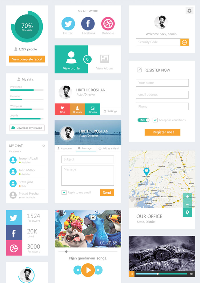 Flat UI Design PSD