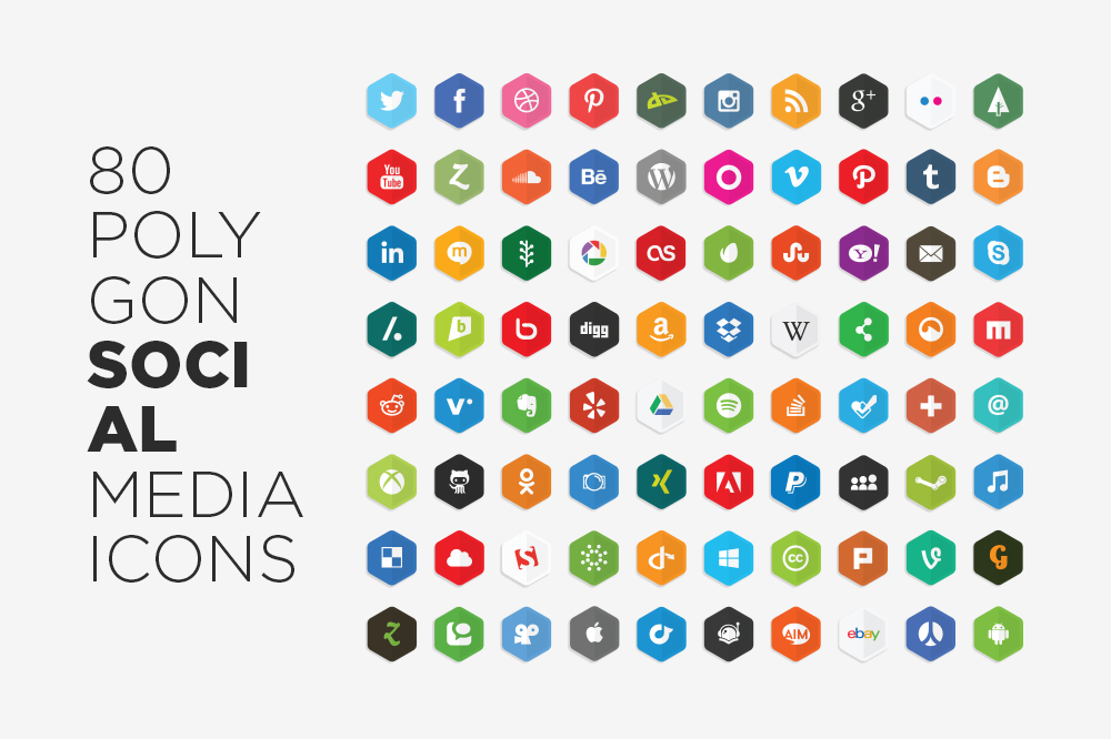 13 Social Media Icons Vector Polygon Images