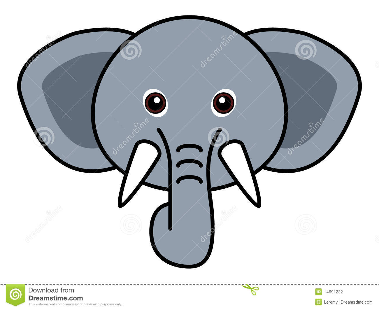 Cute Cartoon Elephant Face