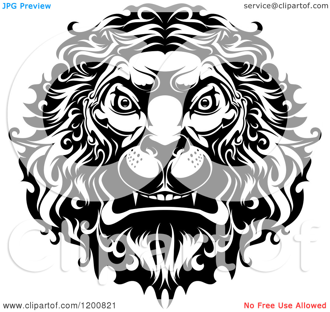 Lion Head Clip Art Black and White