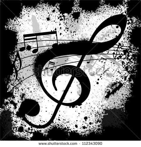 Music Notes Background White with Black