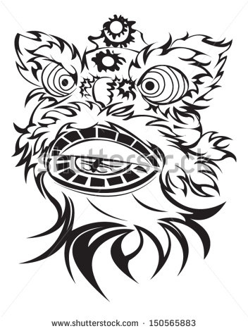 Chinese Lion Dance Drawing