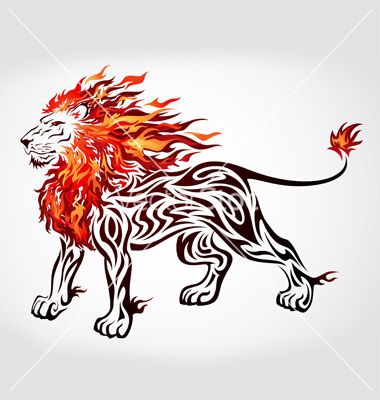 Vector Tribal Flame Lion