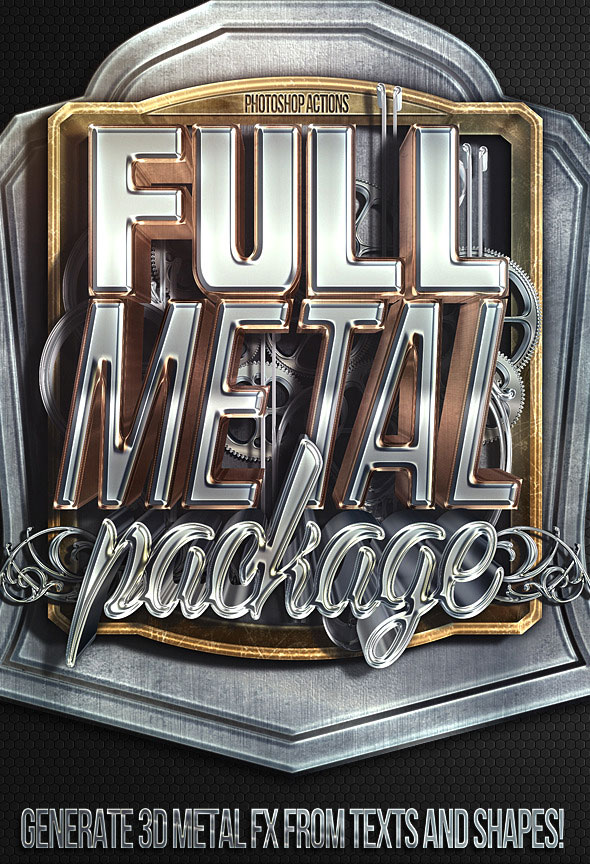 3D Metal Text Action Photoshop