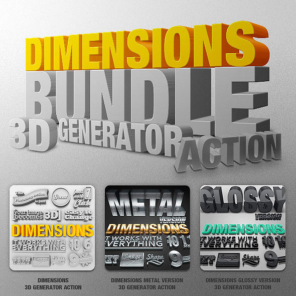 3D Photoshop Action Generator Dimensions