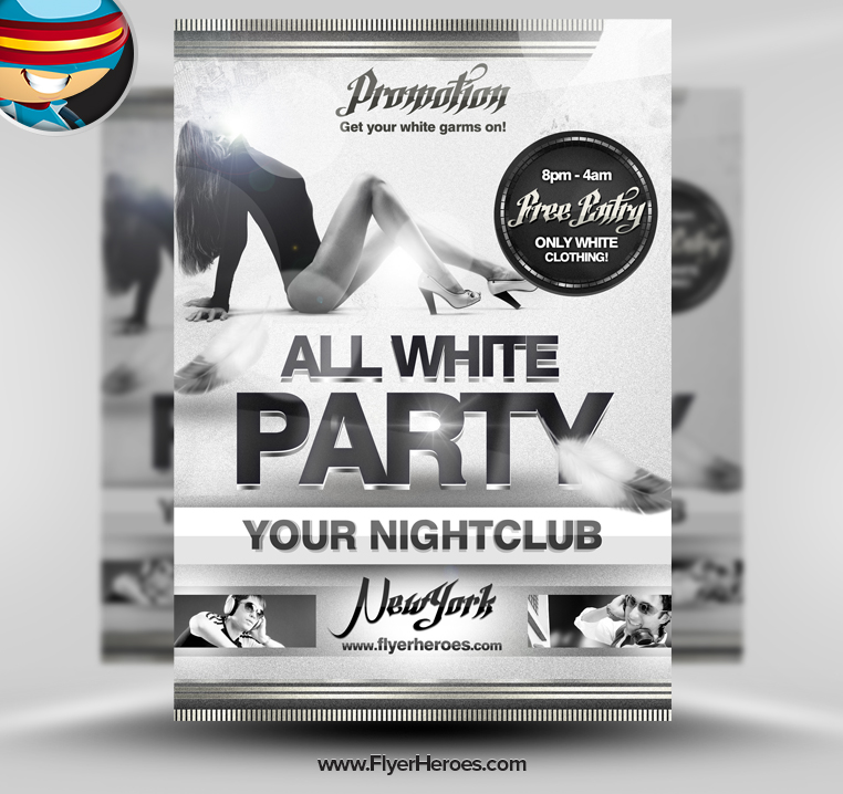 All White Party Flyer Templates