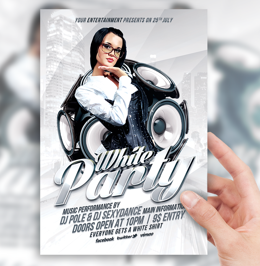 All White Party Flyer Templates