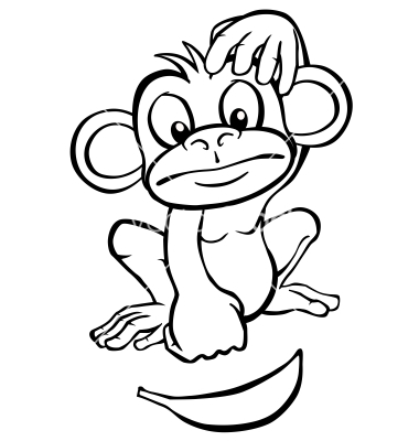 Black and White Cartoon Monkey