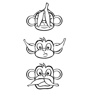 Black and White Monkey Clip Art