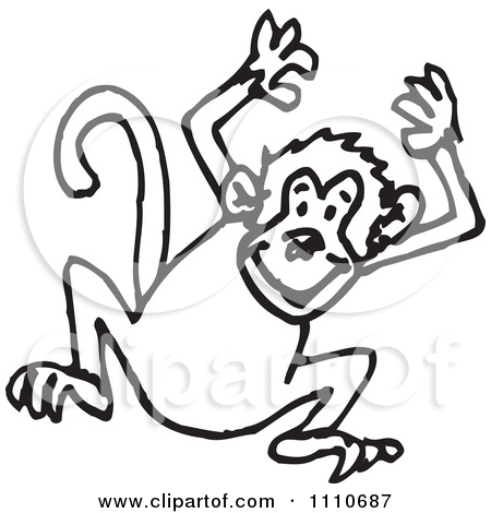 Black and White Monkey Clip Art