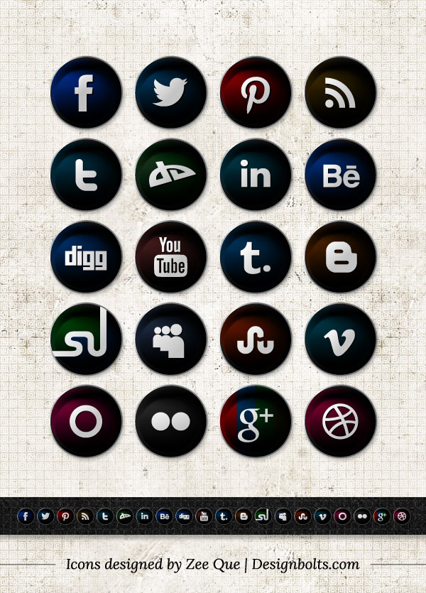 Black Social Media Icons Vector Free