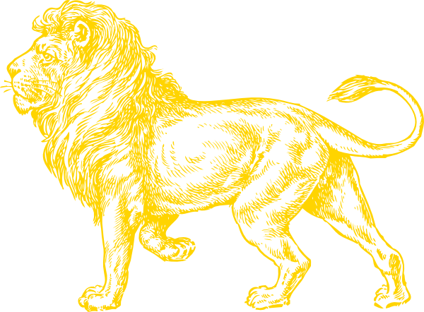 Blue and Gold Lion Clip Art