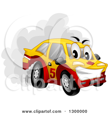 Cartoon Car Spinning Its Tires