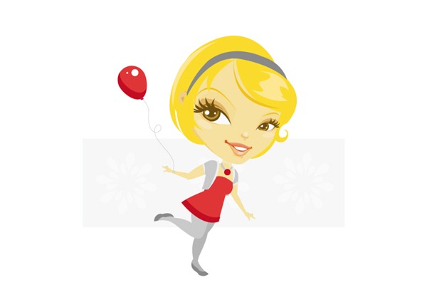 Cartoon Girl with Short Blonde Hair