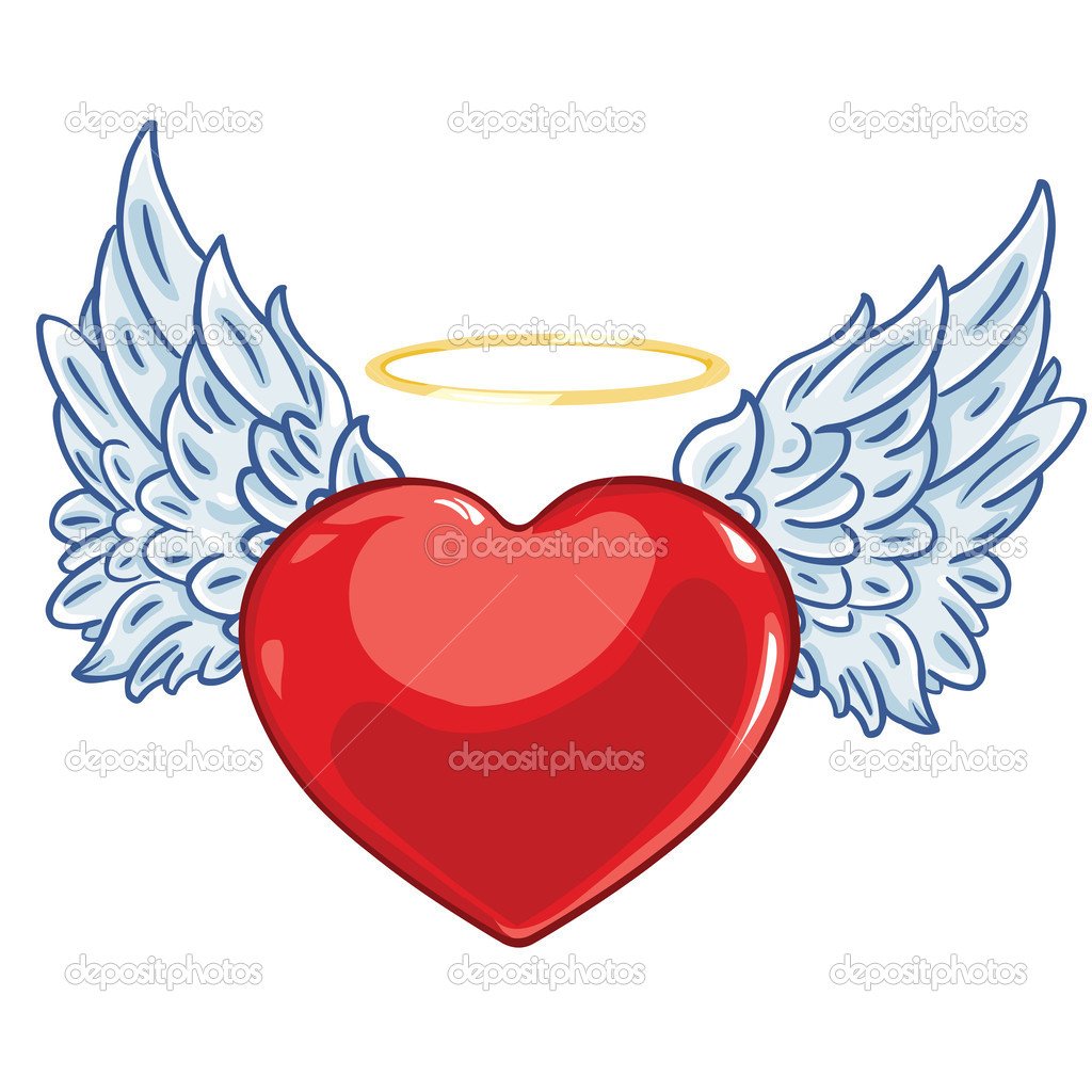 Cartoon Heart with Angel Wings