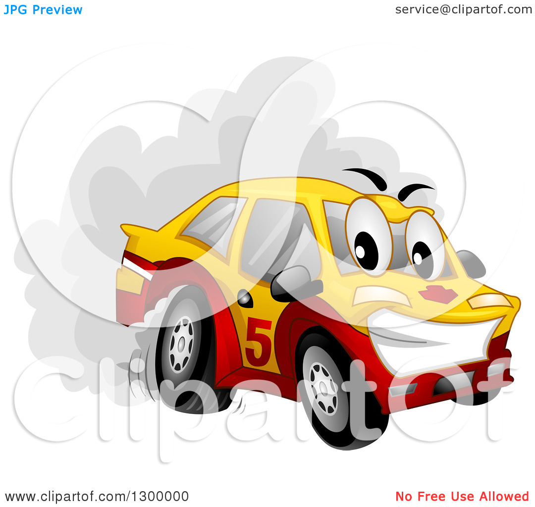 Cartoon with Car Spinning Tires