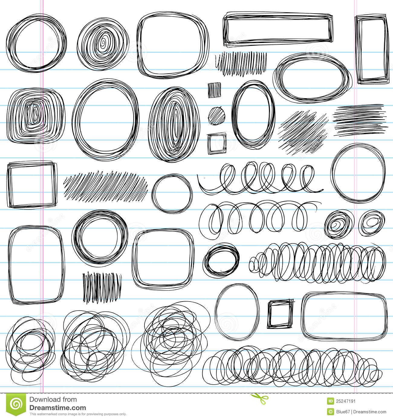 Doodle Sketchy Swirls Vector Set