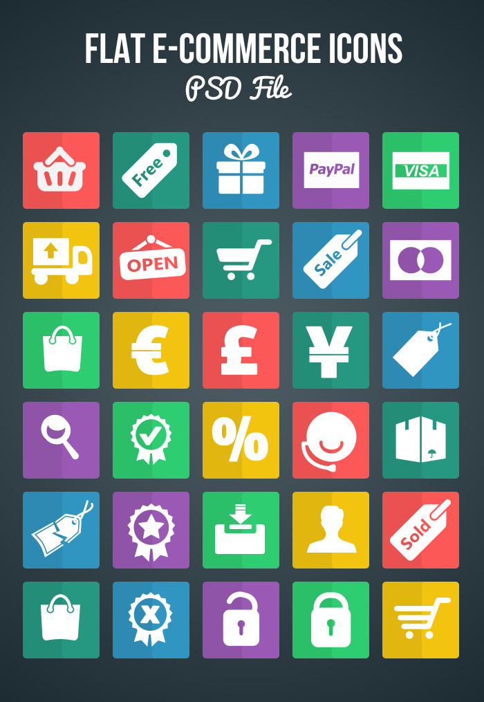 Flat E-Commerce Icons Vector Free
