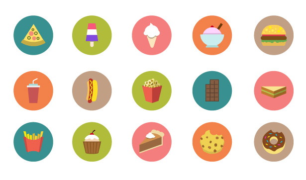 Flat Food Icon Vectors