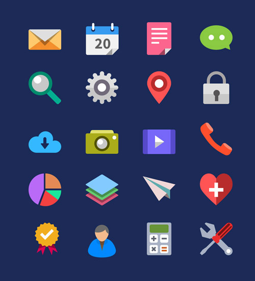 Flat Icons PSD Vector