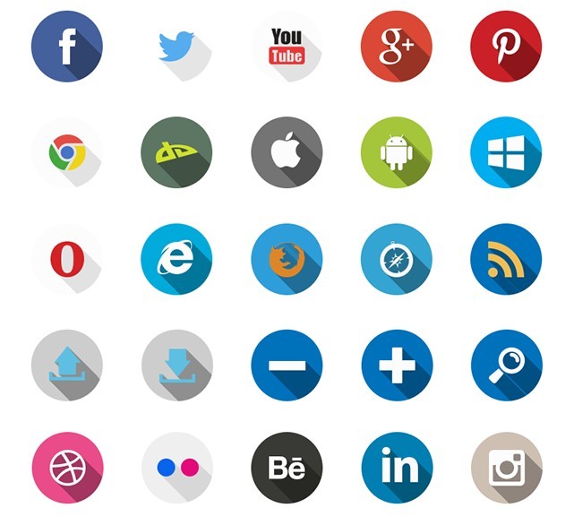 Free Flat Social Icons PSD Free Flat Social Icons PSD