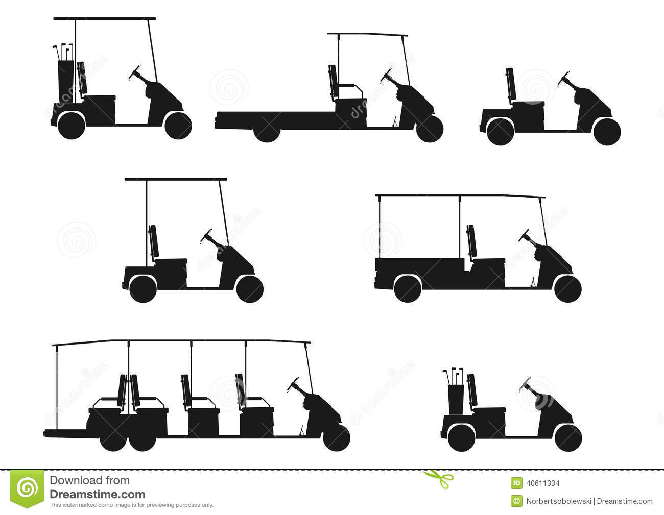 Golf Cart Silhouette Vector