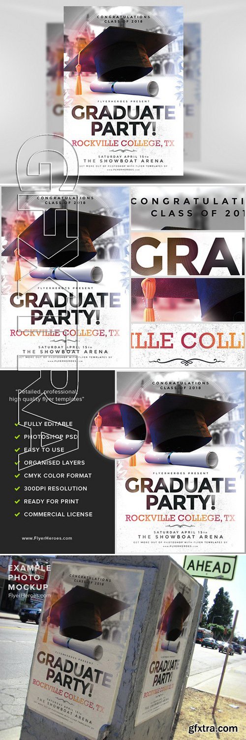 Graduation Party Flyer Template Photoshop PSD