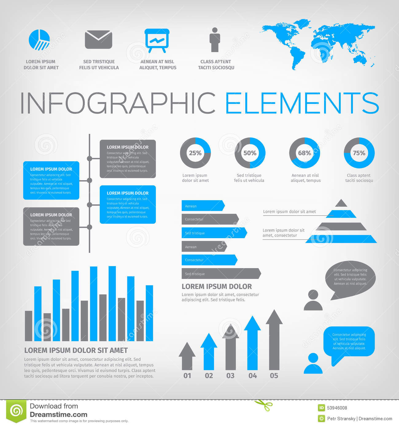 Gray Red Icons for Infographics