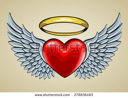 Heart with Angel Wings and Halo