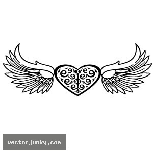 Heart with Angel Wings Vector Free