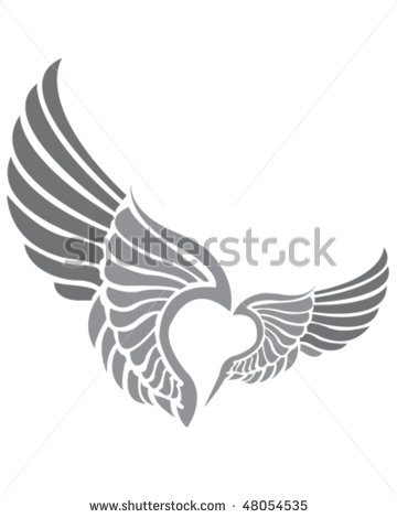 Heart with Angel Wings Vector