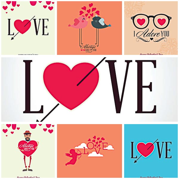 Hipster Valentine's Day Vector Free