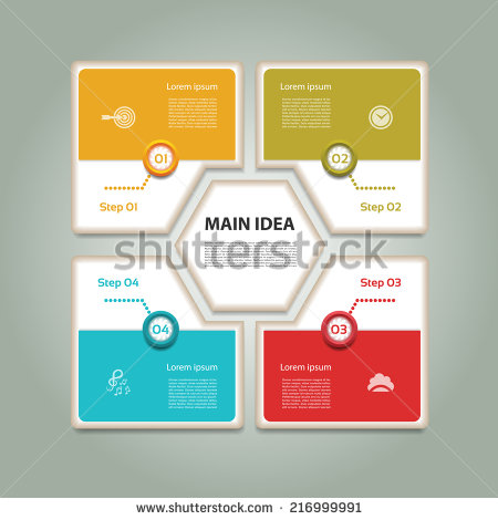 Infographic Icons Four Cyclic Steps Diagram