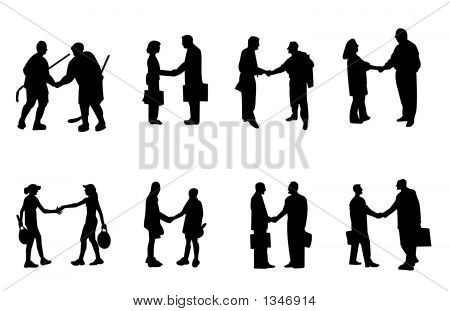 12 People Shaking Hands Vector Images