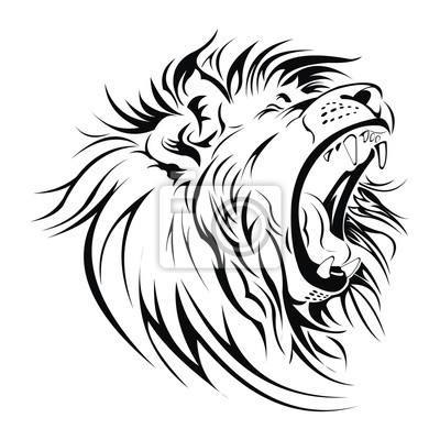Roaring Lion Head Outline