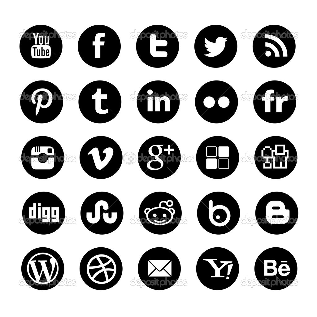 Social Media Icons Black and White