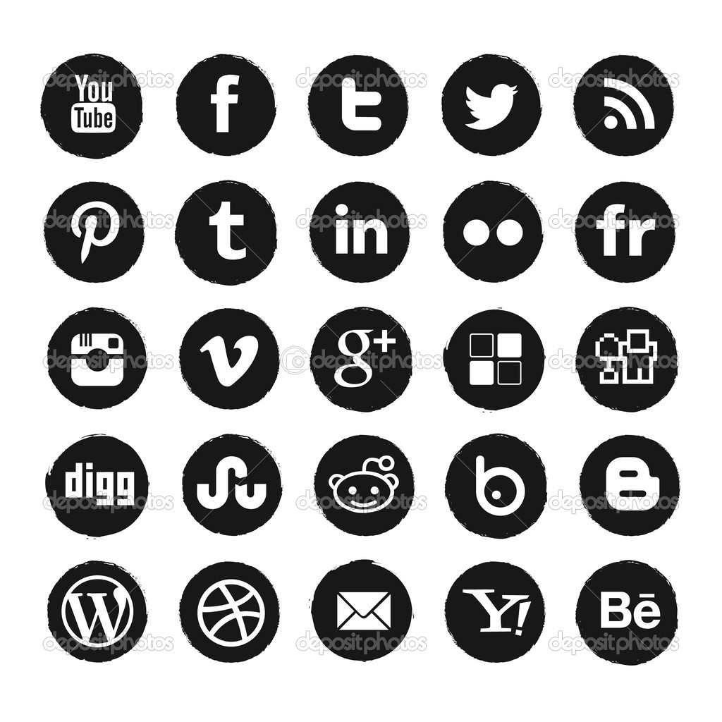 Social Media Icons Vector Black and White Social Media Icons Vector Black and White