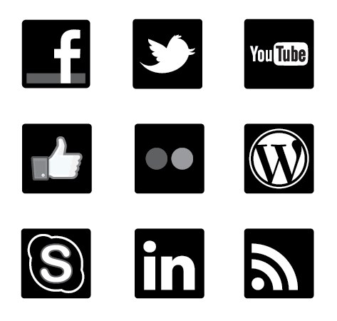 Social Media Icons Vector Black and White