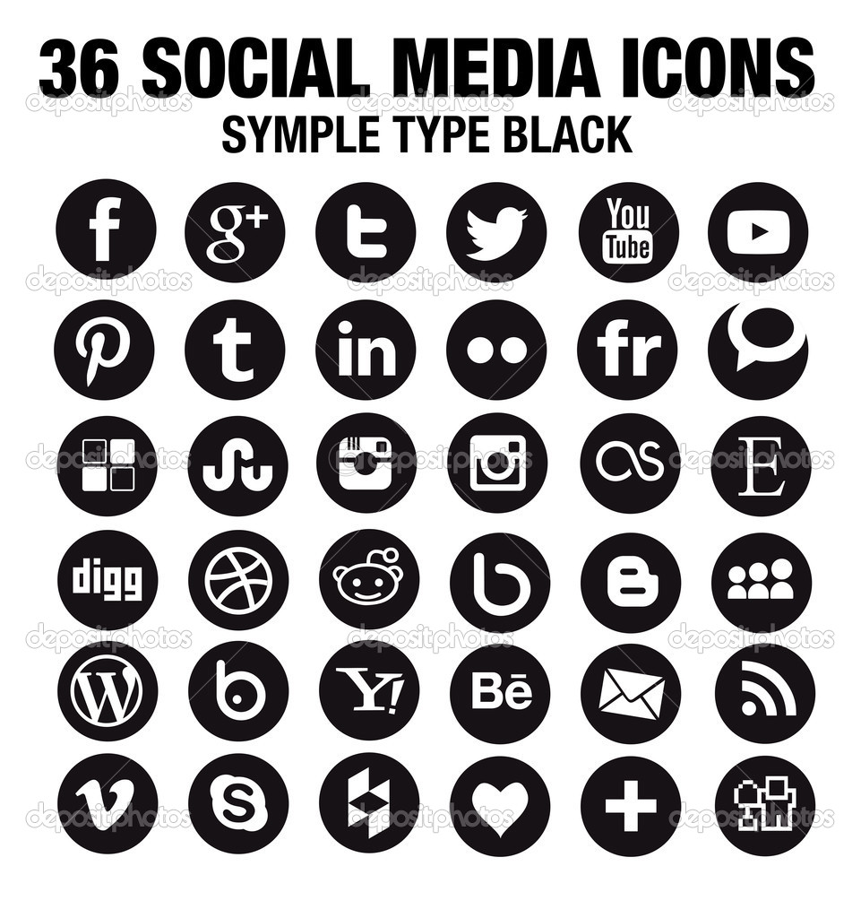Social Media Icons Vector Black