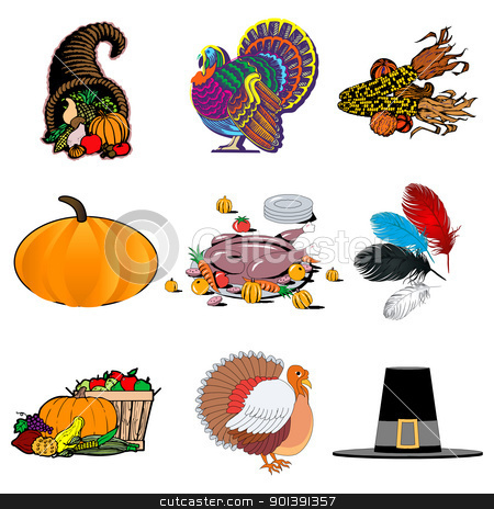 Turkey Icons Thanksgiving