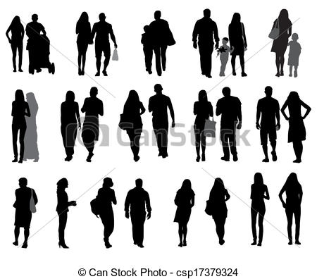 16 Vector People Walking Silhouette Profile Images