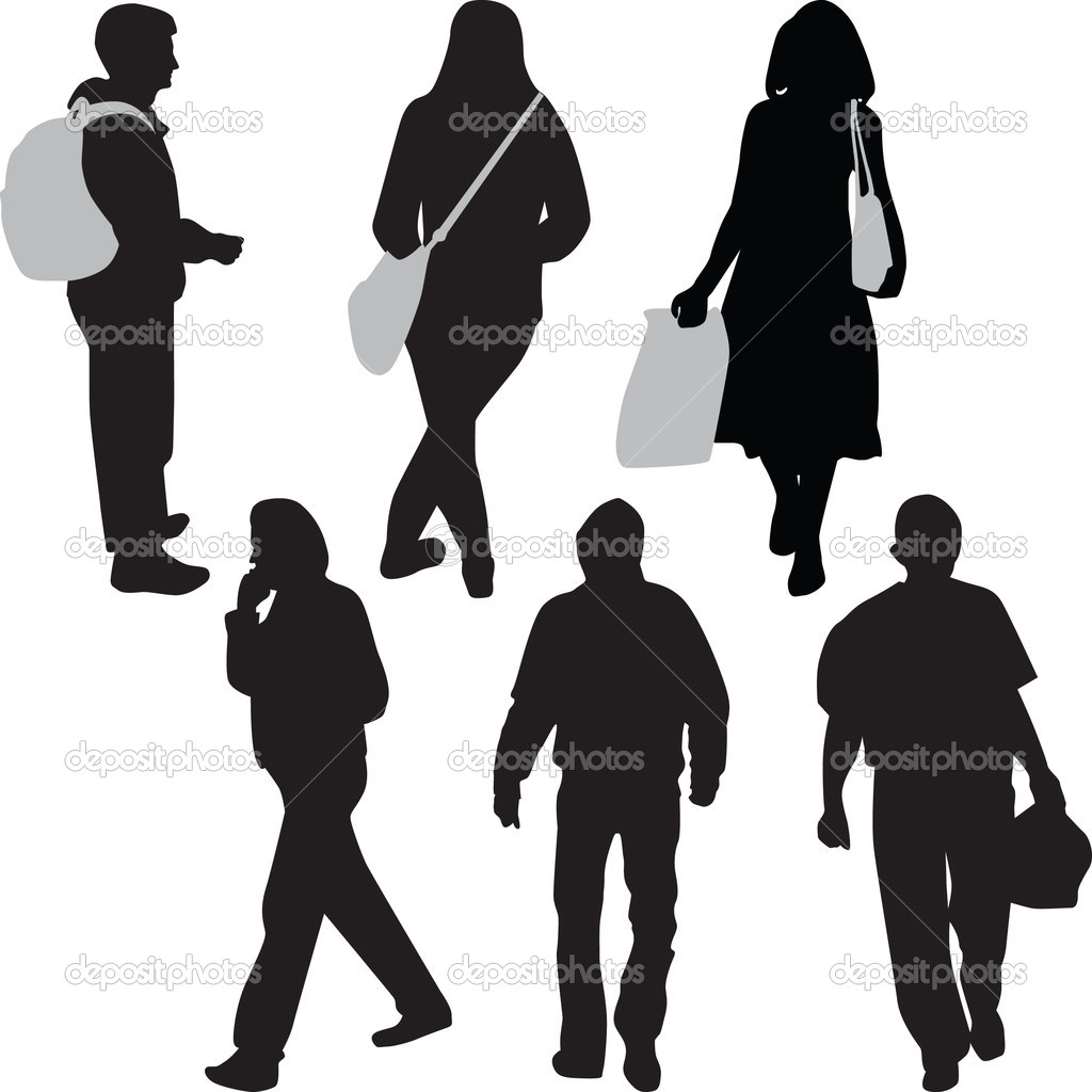 Walking People Silhouette Vector