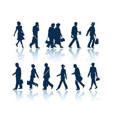 Walking People Silhouette Vector