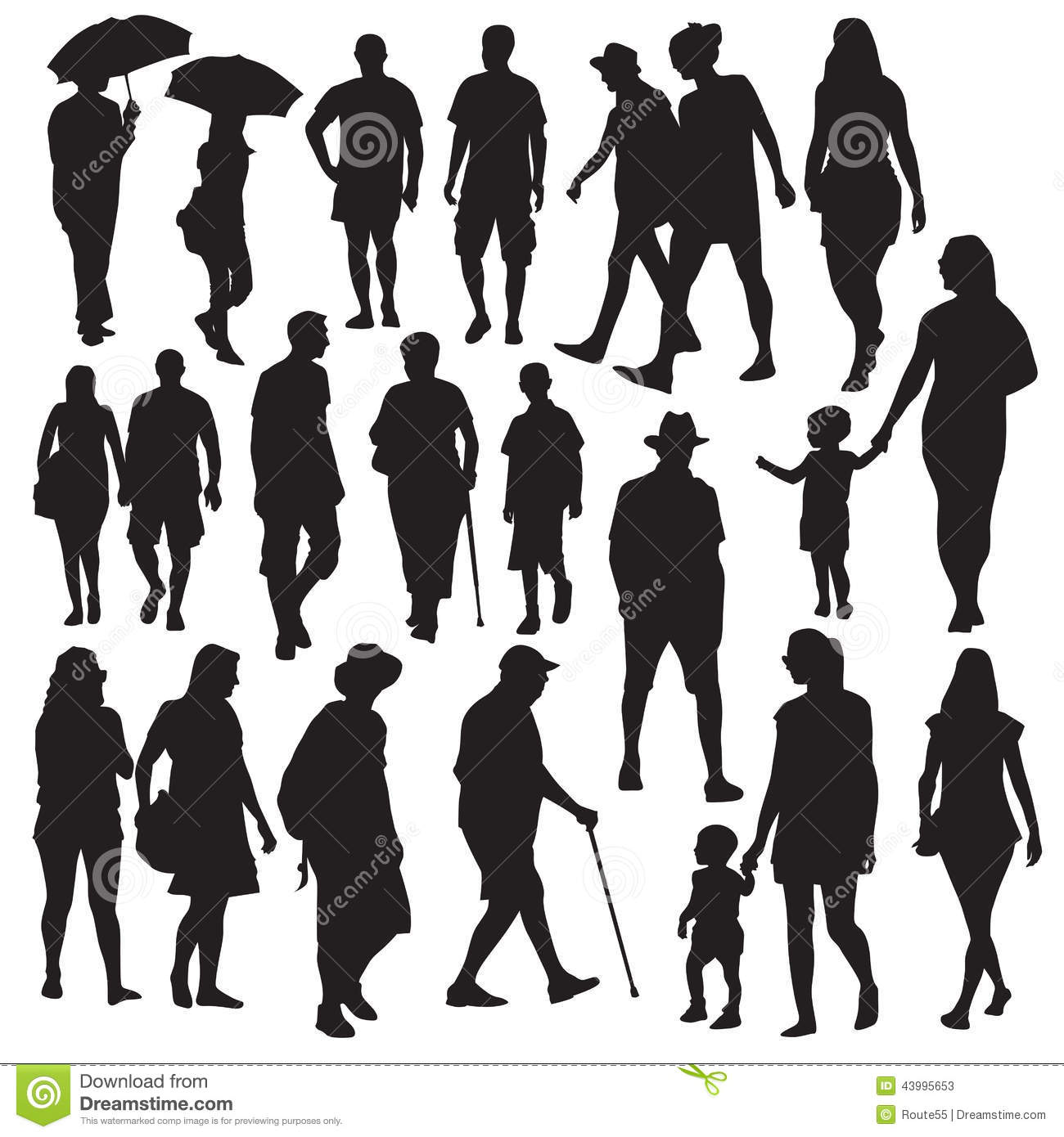 Walking People Silhouette Vector