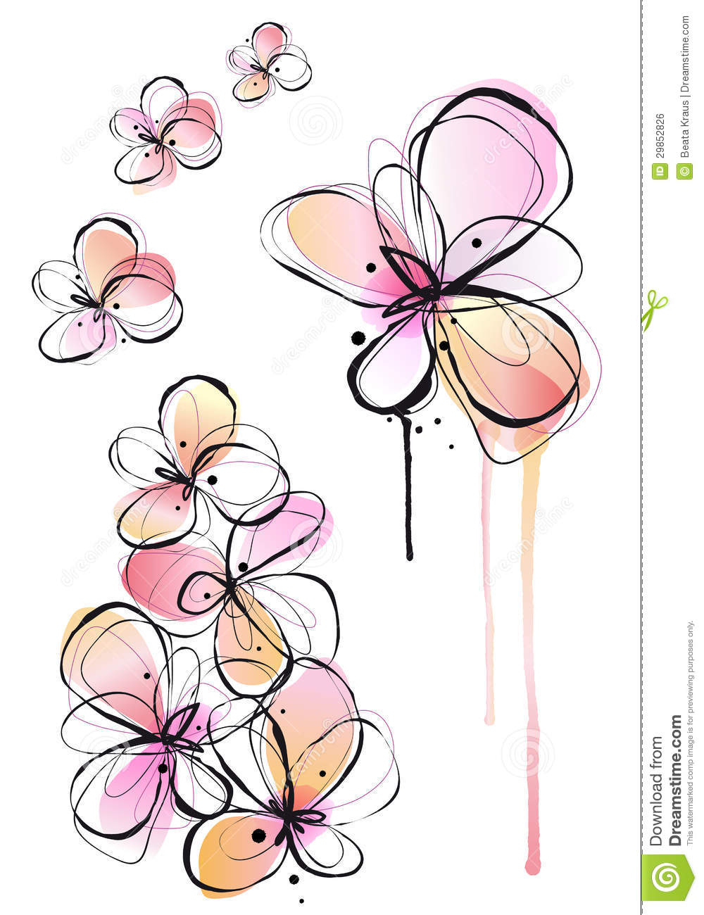 Watercolor Spring Flowers Clip Art