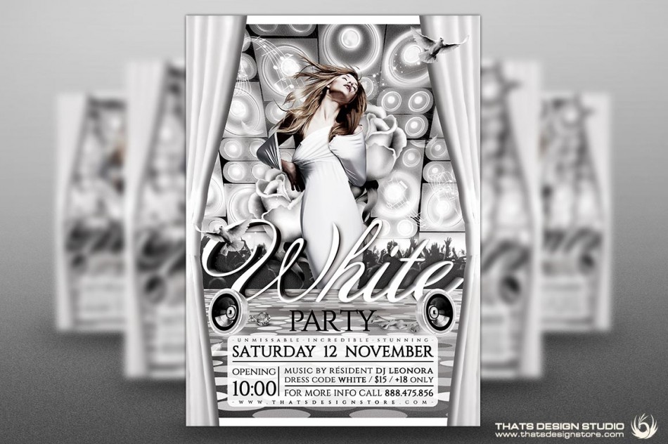White Party Flyers Templates Free